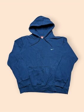Vintage Nike Y2K Swoosh Hoodie Men’s XL Navy Blue Vtg 2000s